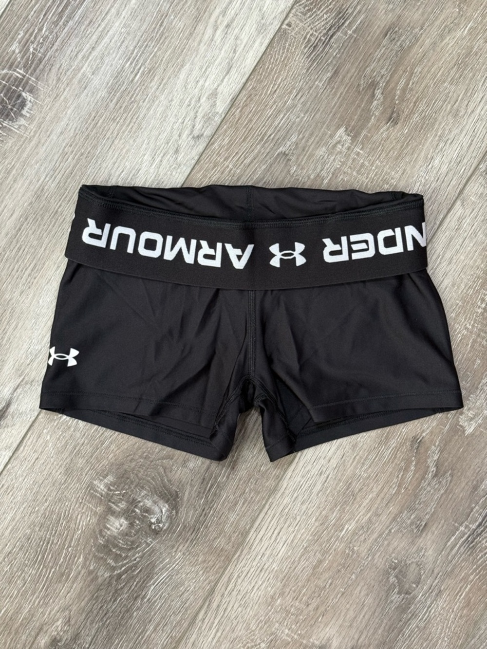Under Armour Black Women's HeatGear Short Shorts with Logo Waistband
